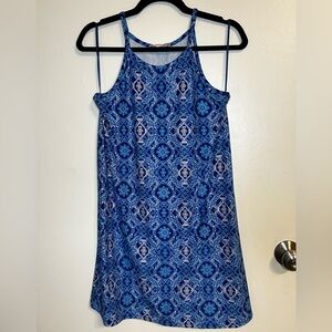 💜Pink Rose Blue Halter Sheath Mini Dress